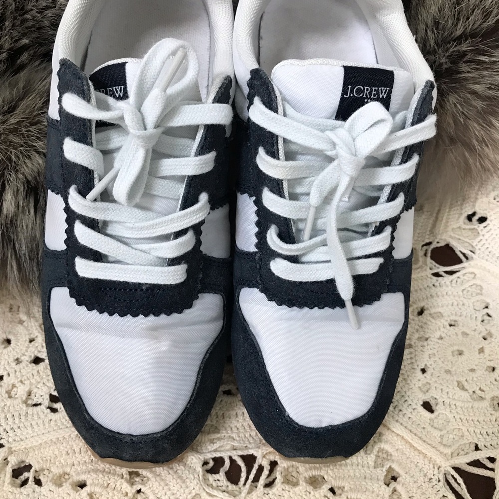 J.Crew Kids' White and Navy Lace-Up Sneakers